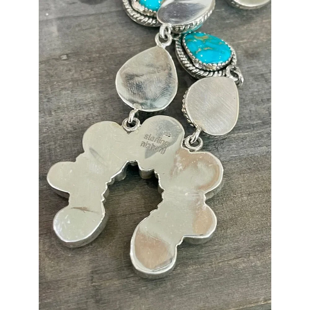 Handmade Sterling Silver Sonoran Mountain Turquoise Naja Necklace - Picture 4 of 5
